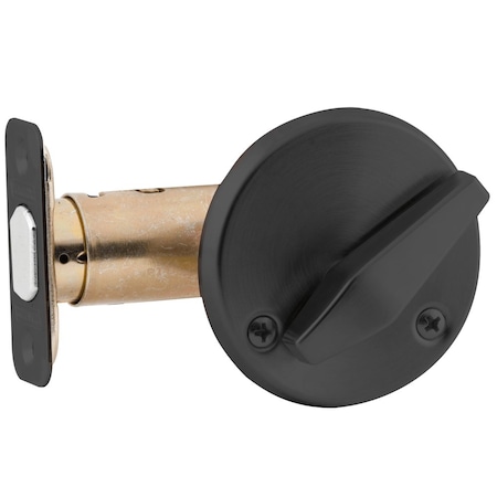 Schlage Grade 2 Door Bolt, Inside Turn Only, Adjustable 2-3/8-in and 2-3/4-in Backset, Flat Blk Coated Fnsh B580 622